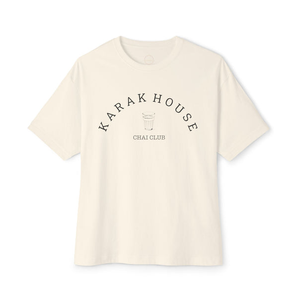 Karak House Chai Club Unisex Oversized Boxy Tee - Tan