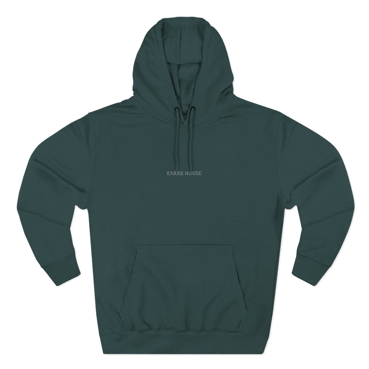 Karak House Text Embroidered Three-Panel Fleece Hoodie-Green