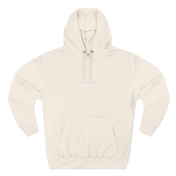 Karak House Text Embroidered Three-Panel Fleece Hoodie-Beige